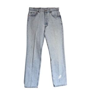 Levi's 501 Womens 32x31.5 Light Wash Denim‎ Jeans Straight Leg Button Fly Flawed